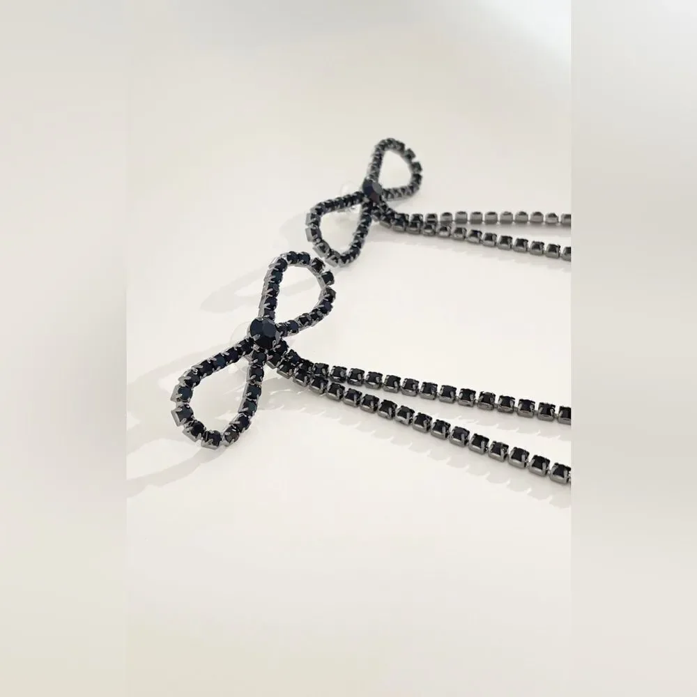 Elegant Black Bow Earrings A987